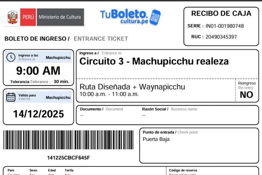Tickets for the Machu Picchu + Huayna Picchu Mountain hike