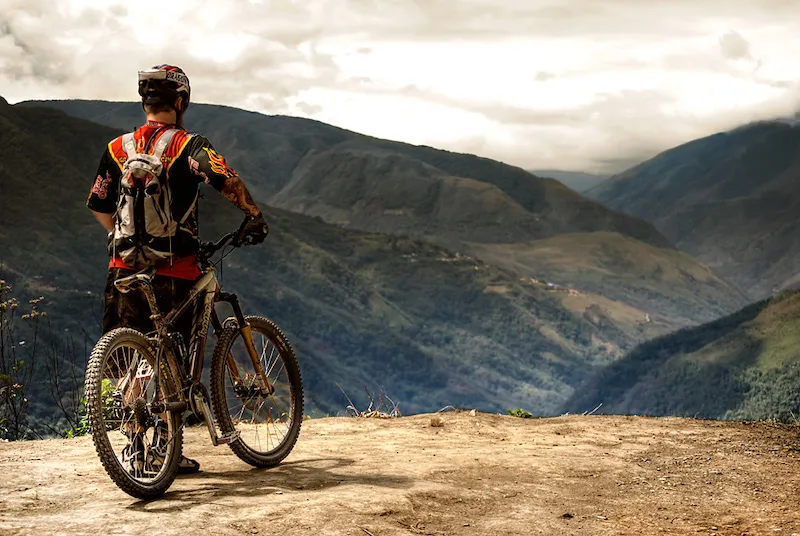 Mountainous landscape on a cycling adventure.